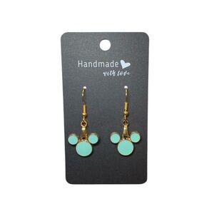 Handmade Mint and Gold Mouse Earrings